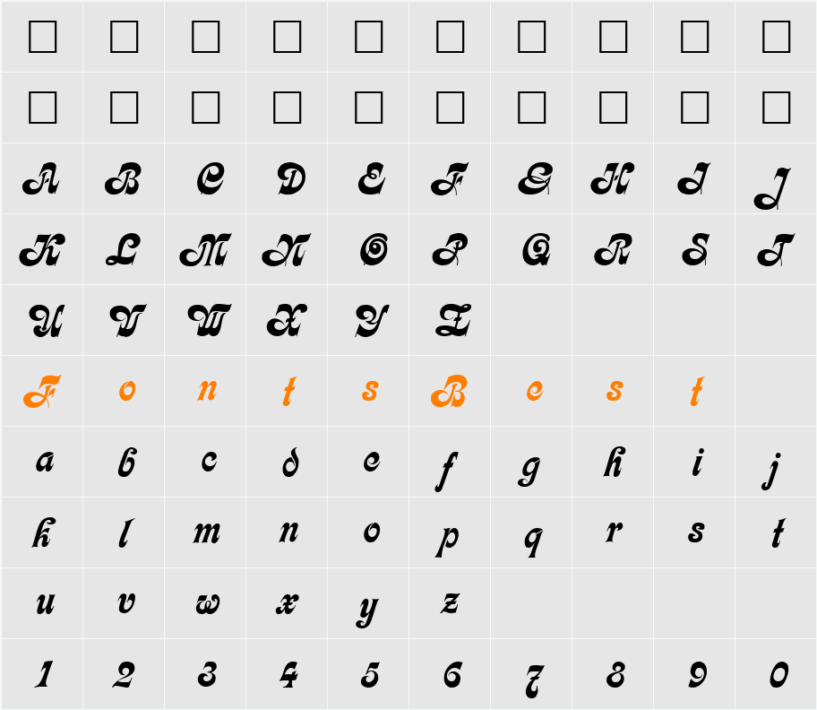 Calligraphia Character Map