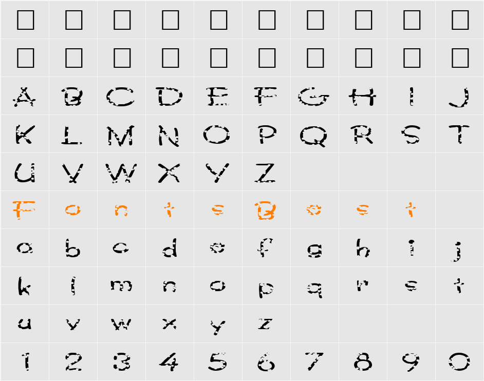 FZ JAZZY 34 HOLEY EX Character Map