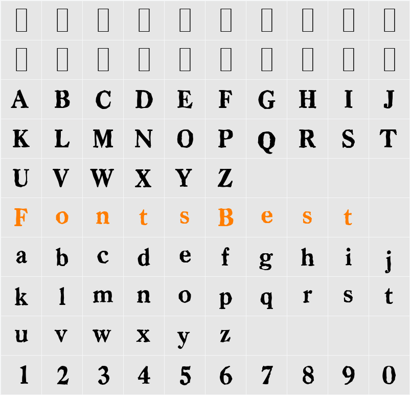 CasadAntique-Xbold Character Map