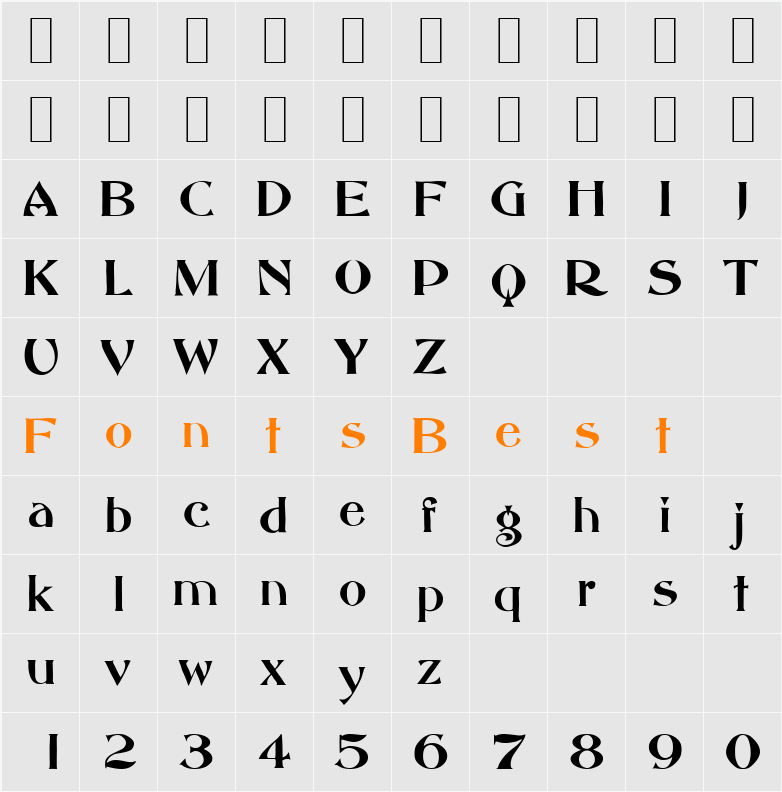 AbottOldStyle Character Map