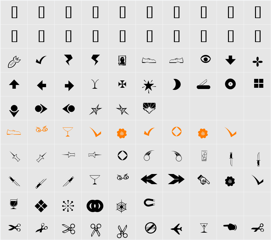 A&L Dingbats 1 Character Map