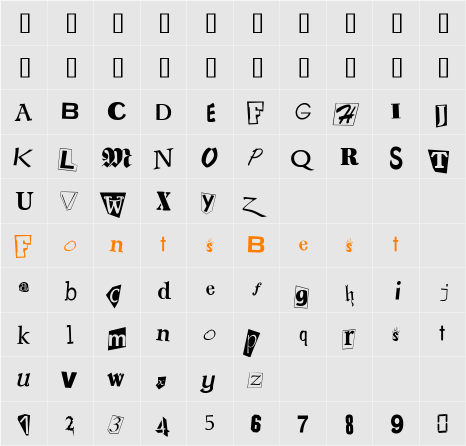 JI-Frater Character Map