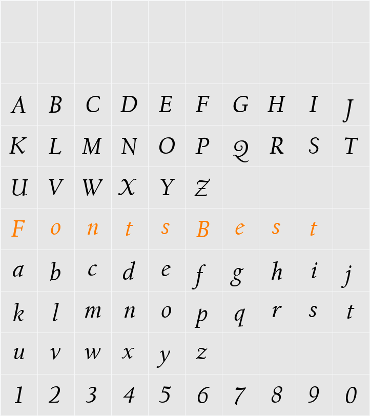 CalifornianText Character Map