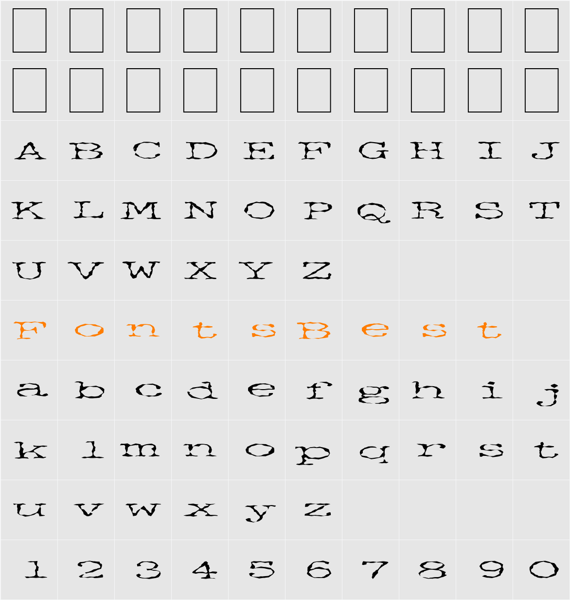 FZ WACKY 34 EX Character Map