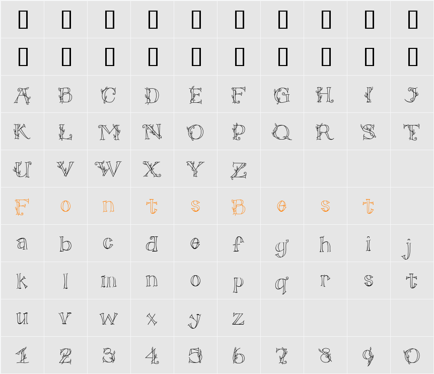 CK Leafy Capitals Character Map