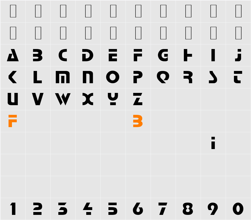 Airliner 1 Character Map