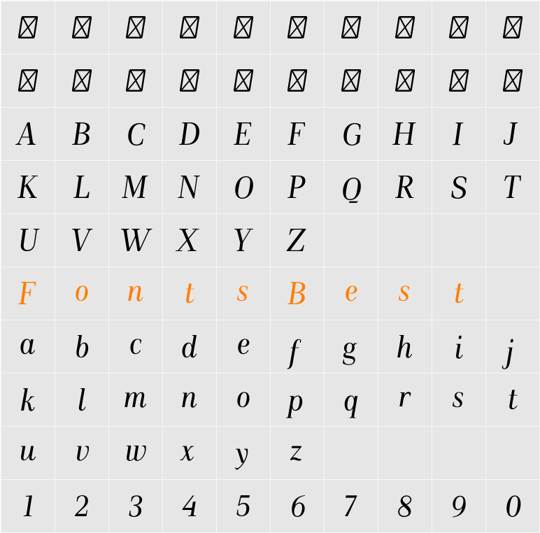 Luiss Serif Character Map