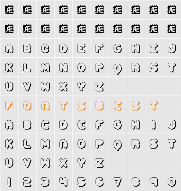 Corpulent Caps Shadow BRK Character Map