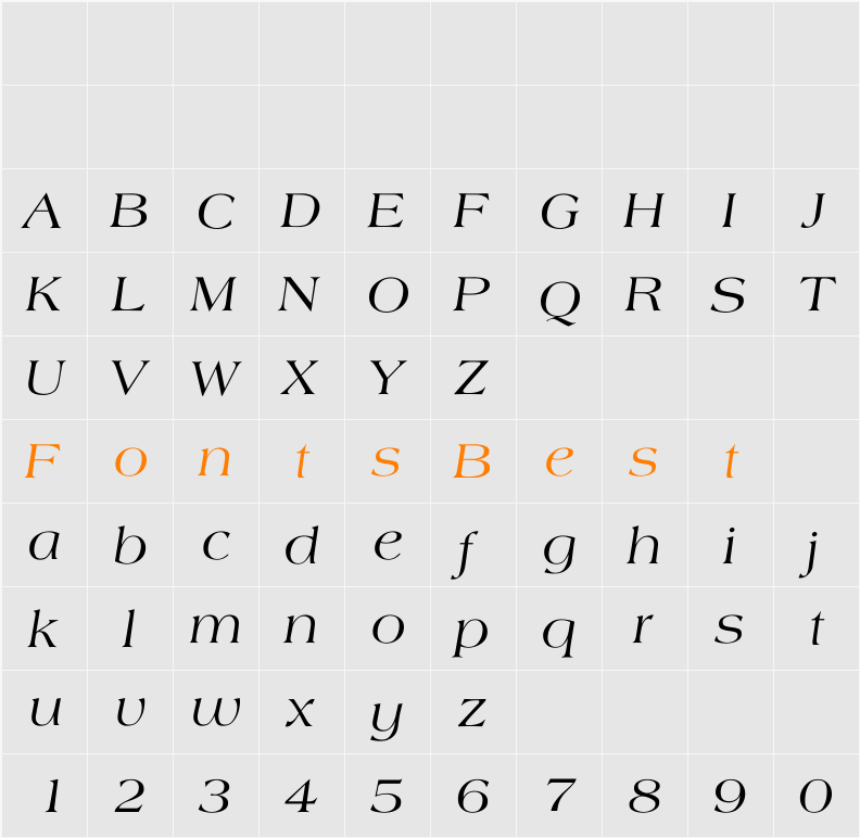 Americana-Italic Character Map