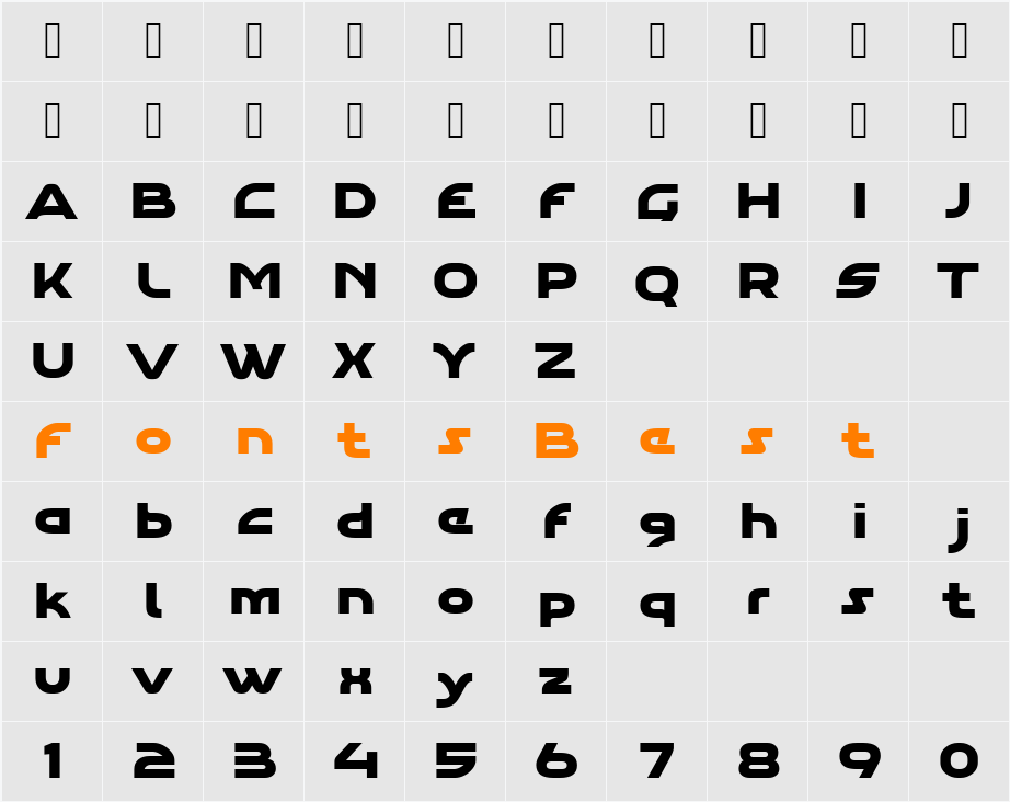 Aghara Std Regular Character Map