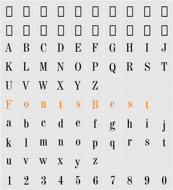 Century725 Cn BT Character Map