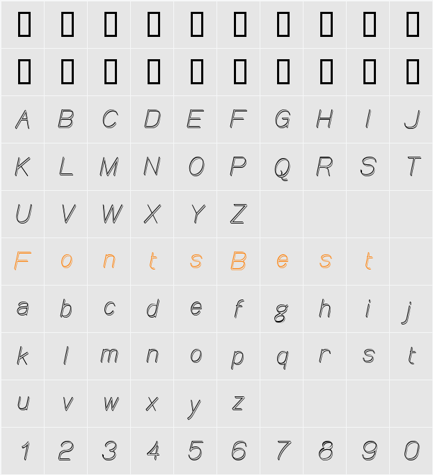 Canin Oblique Character Map