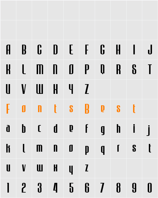 JECR Font Regular Character Map