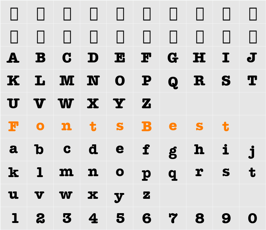 AmerType Md BT Character Map