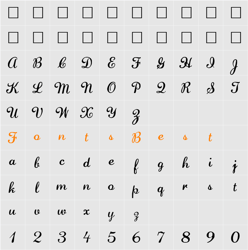 FZ SCRIPT 22 Character Map