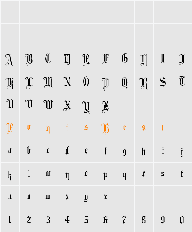 Fancy Card Text Character Map