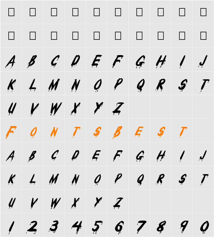 FZ UNIQUE 29 ITALIC Character Map