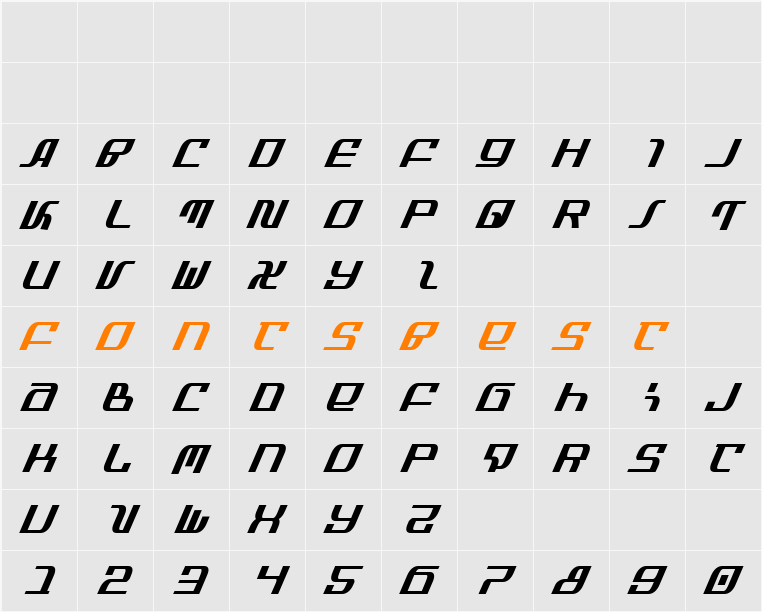 Infinity Formula Cond Italic Character Map