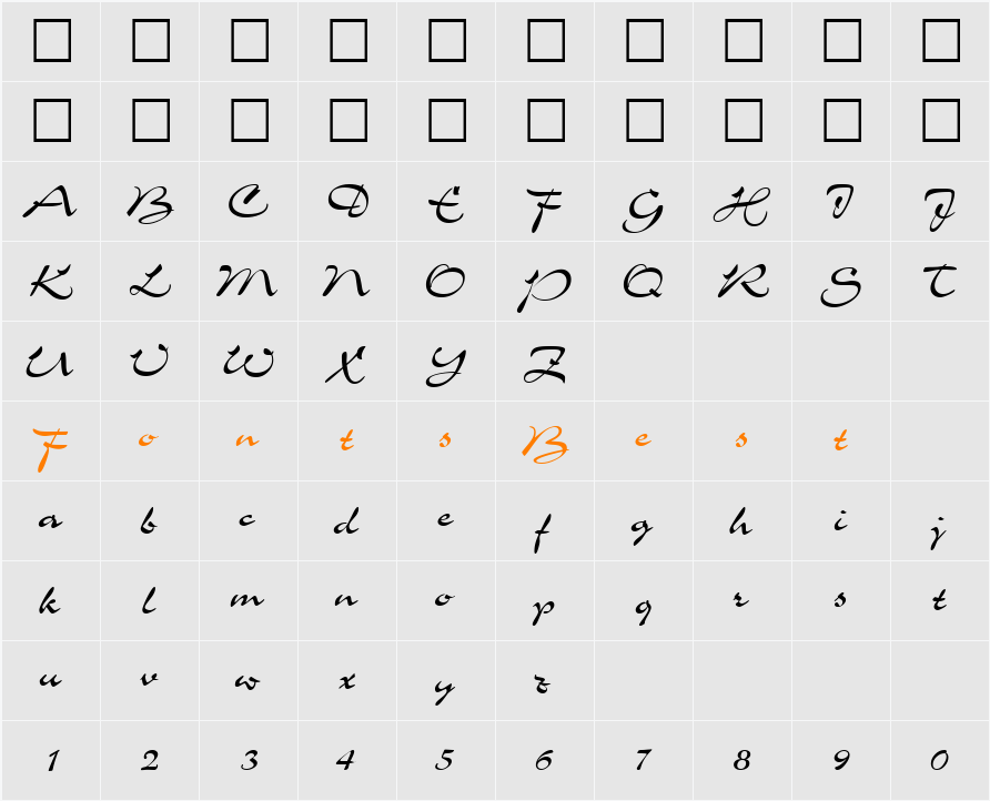 AirfoilScriptSSK Character Map