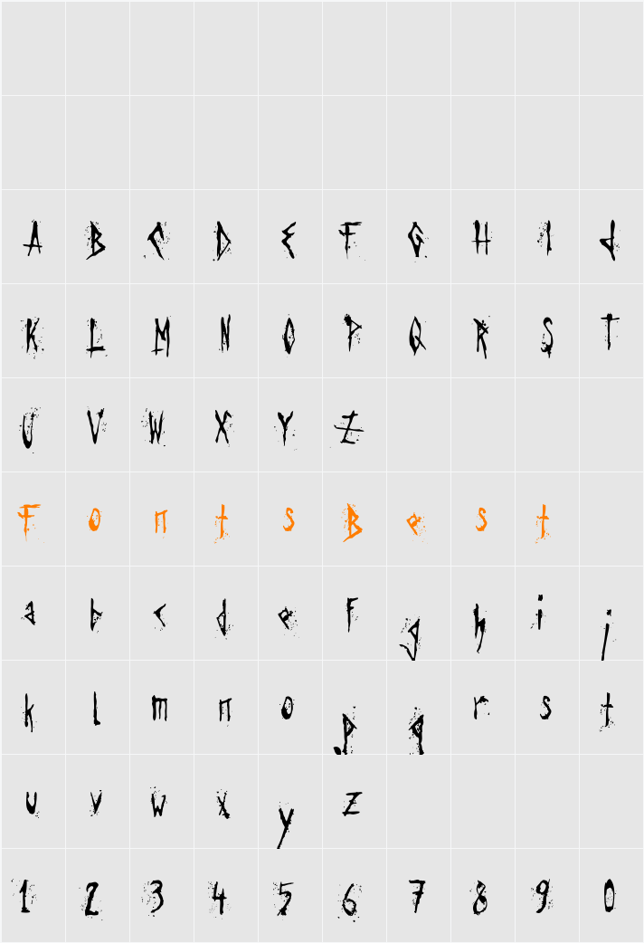 Agresivefont Character Map