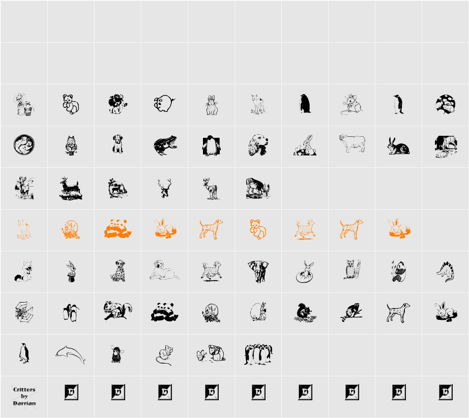 Critters by Darrian Character Map
