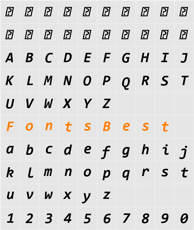 Consolas Character Map