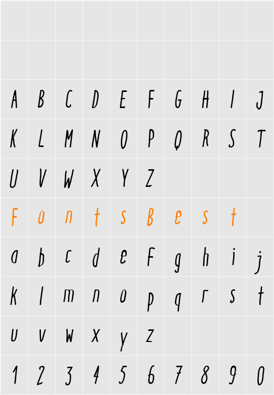 Italo Medium Italic Character Map