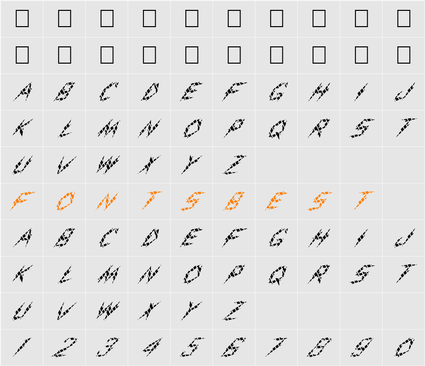 FZ UNIQUE 19 STRIPED ITALIC Character Map