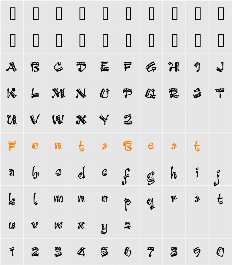 Arriba Arriba LET Character Map