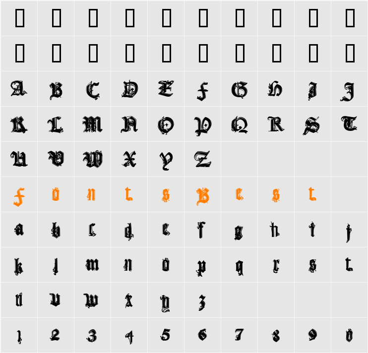 CF Gothika Character Map