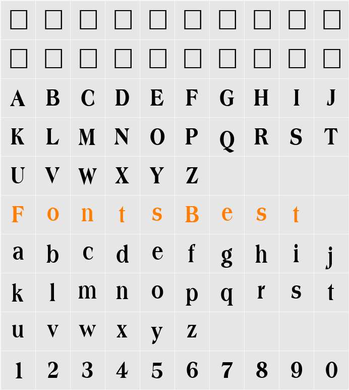 AmphionCondensedExtrabold Character Map