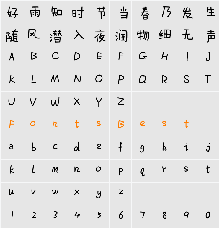 方正喵呜体 Character Map