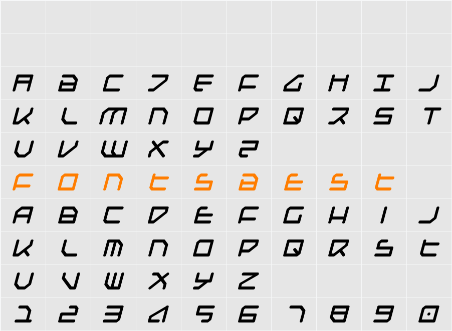 Federapolis Bold Italic Character Map