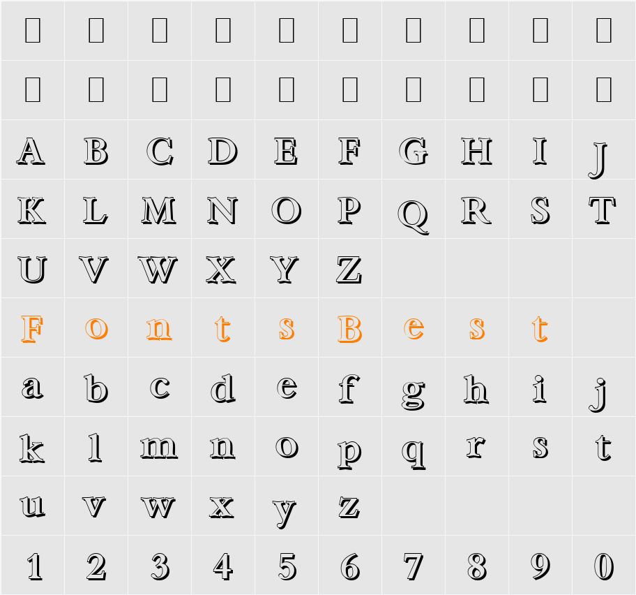 AndrewBeckerShadow-Medium Character Map