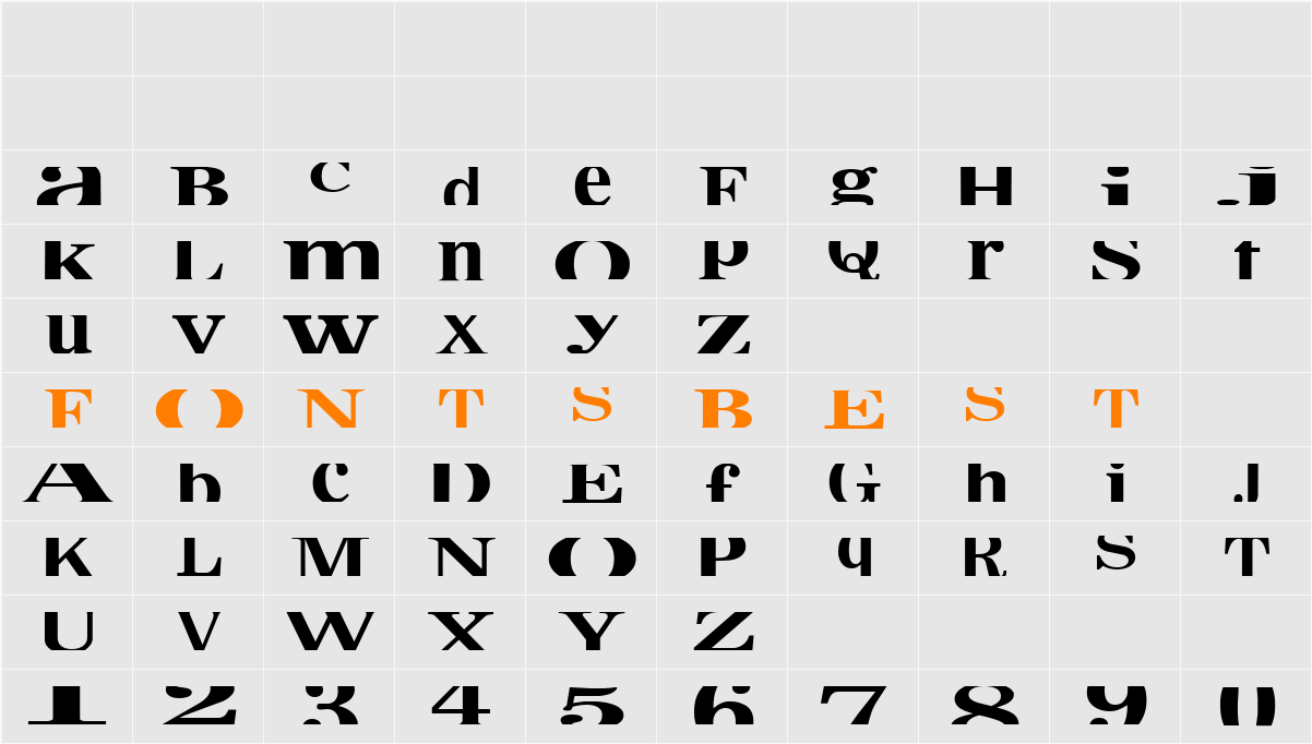 CropFontXtra Character Map