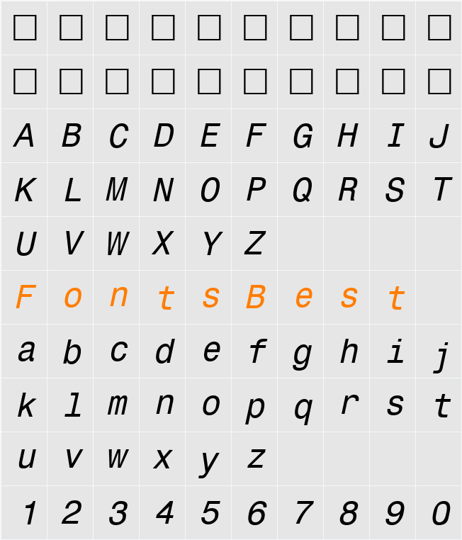 Corporate Mono Character Map