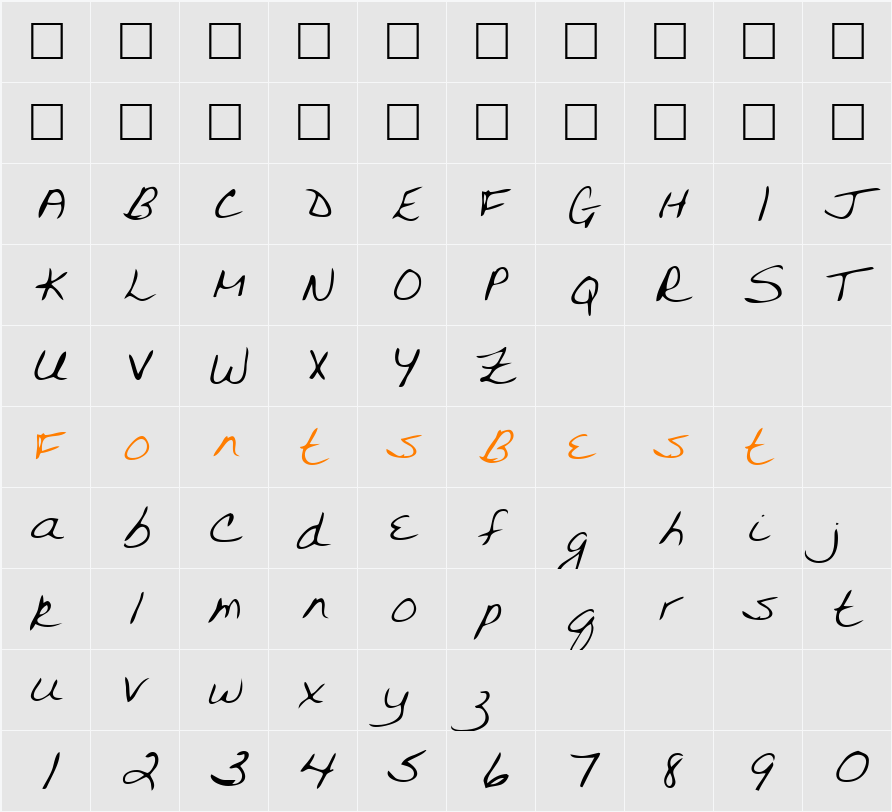 FarinasHand Character Map