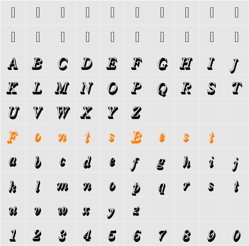 CenturyOldStyTRegItaSh1 Character Map