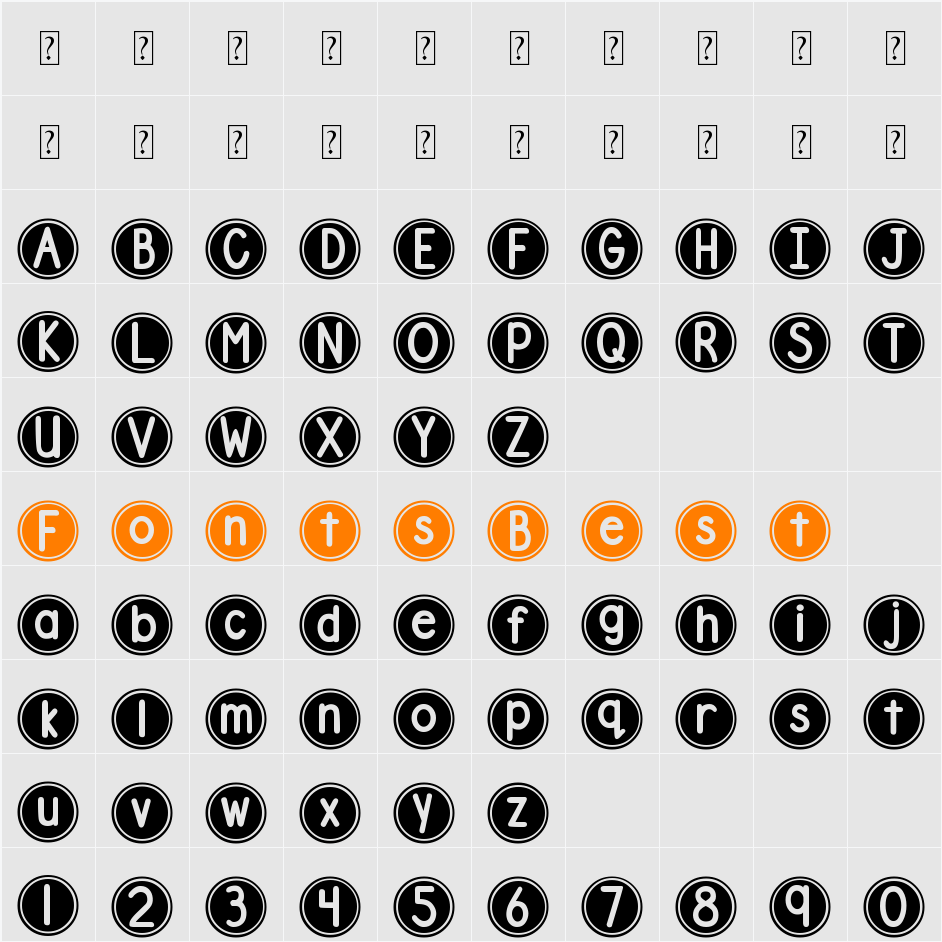 DJB Pokey Dots Character Map