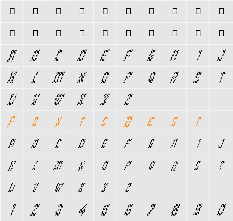 FZ UNIQUE 27 STRIPED ITALIC Character Map