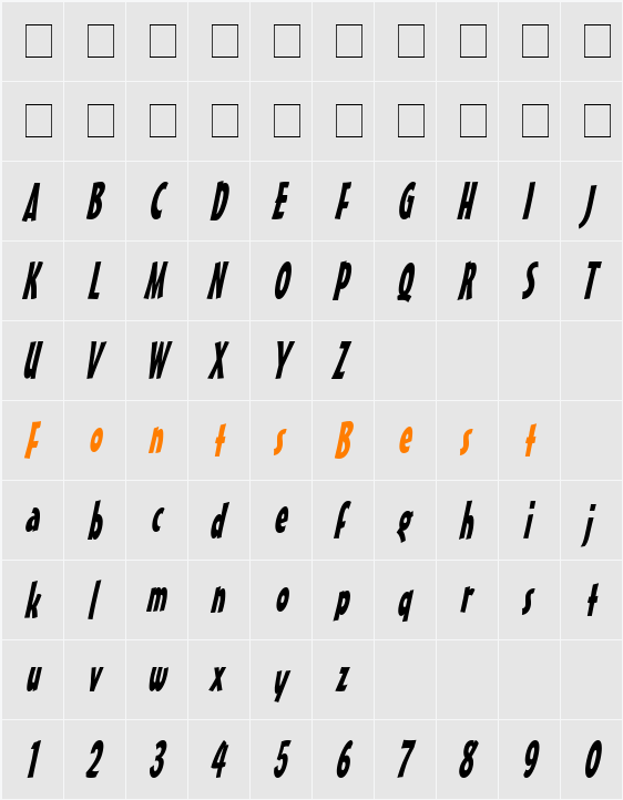 Massey Thin Character Map