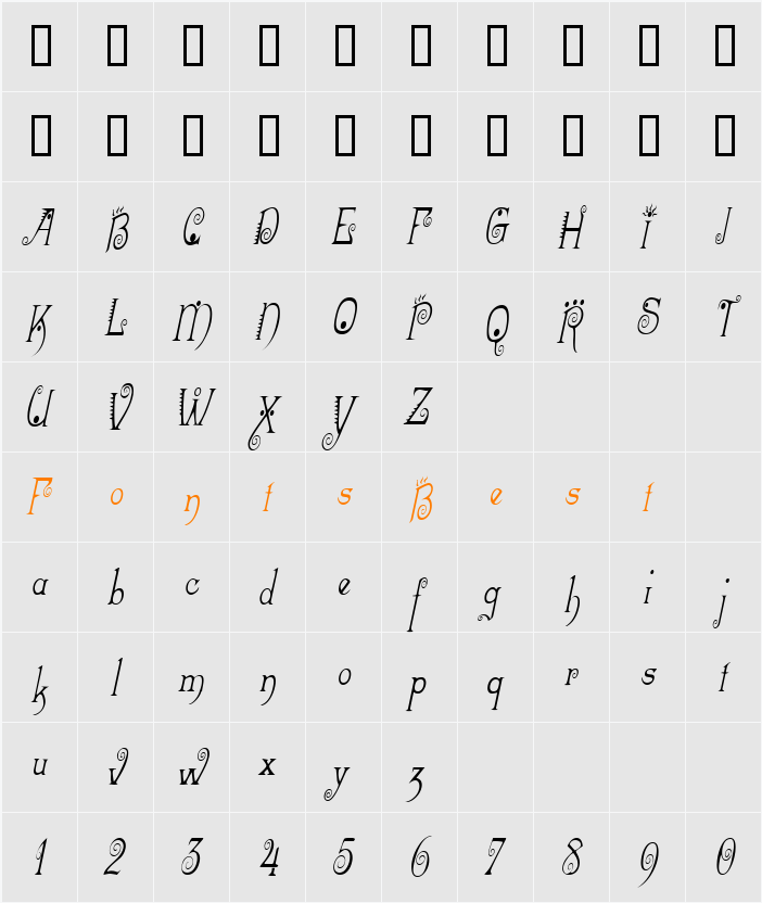 MexacaliCondensed Character Map