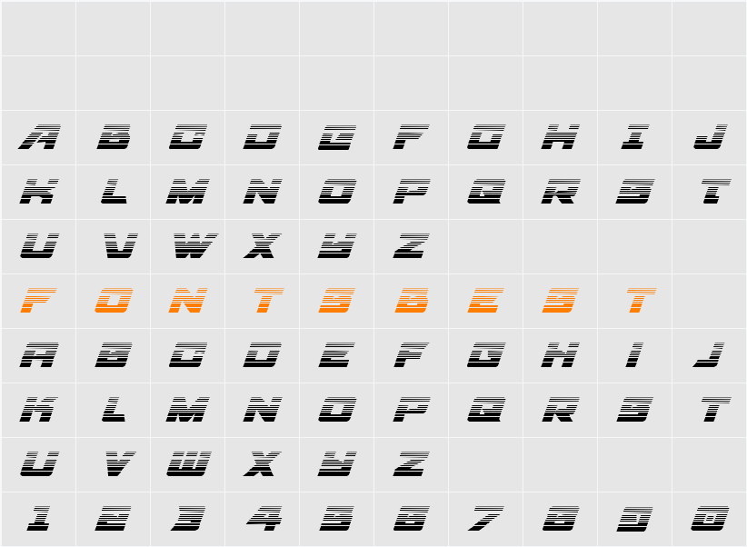 Aircruiser Gradient Italic Character Map