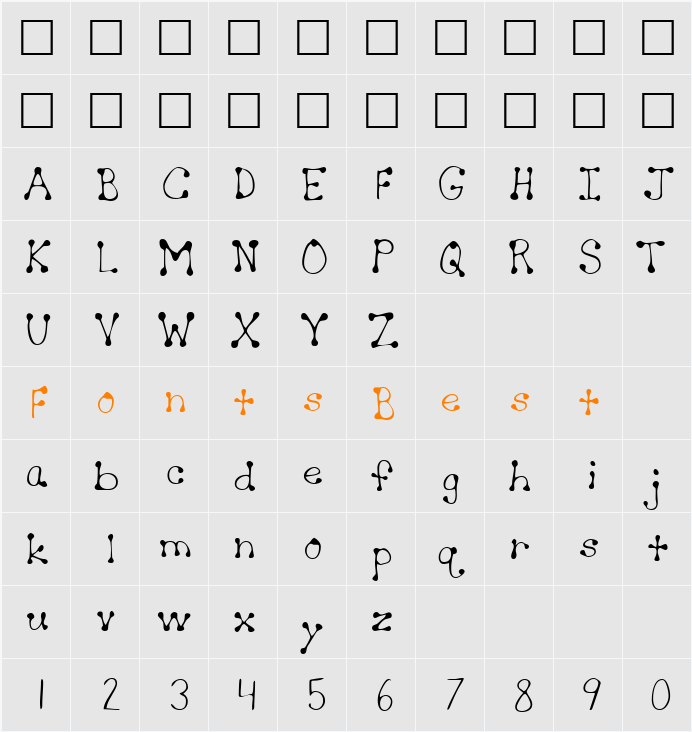 CutiesHand Character Map