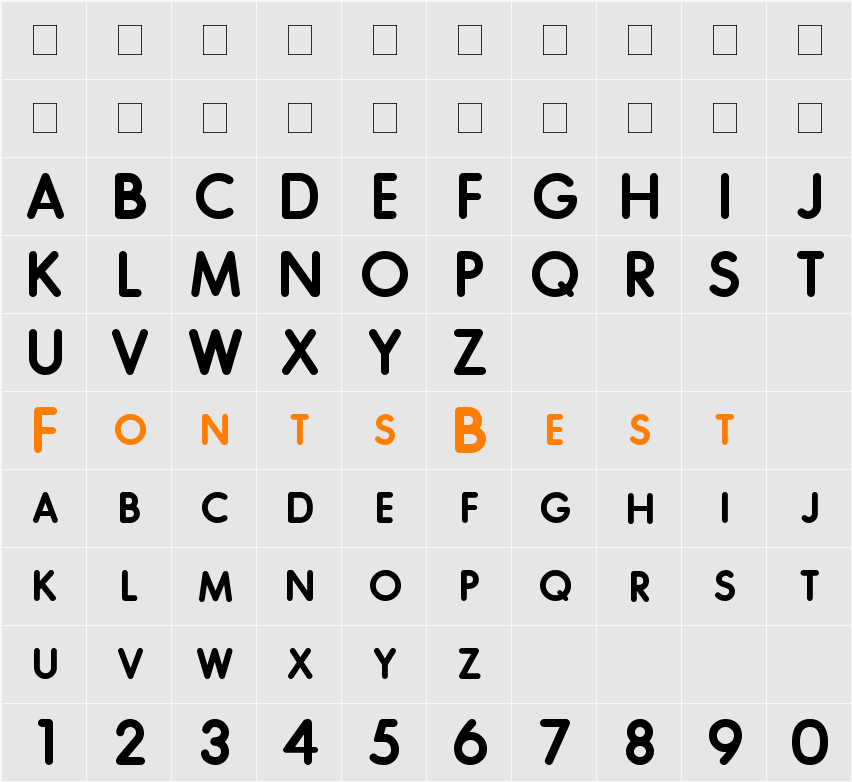 Coverface SE Light Character Map