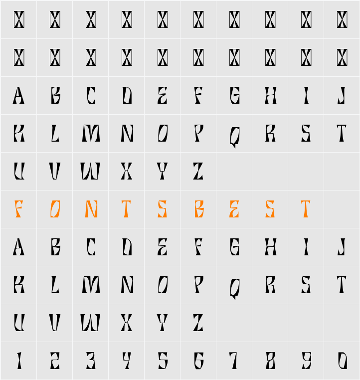 Brozas ExtBlk Character Map