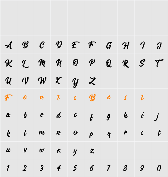 Oraqle Script Character Map