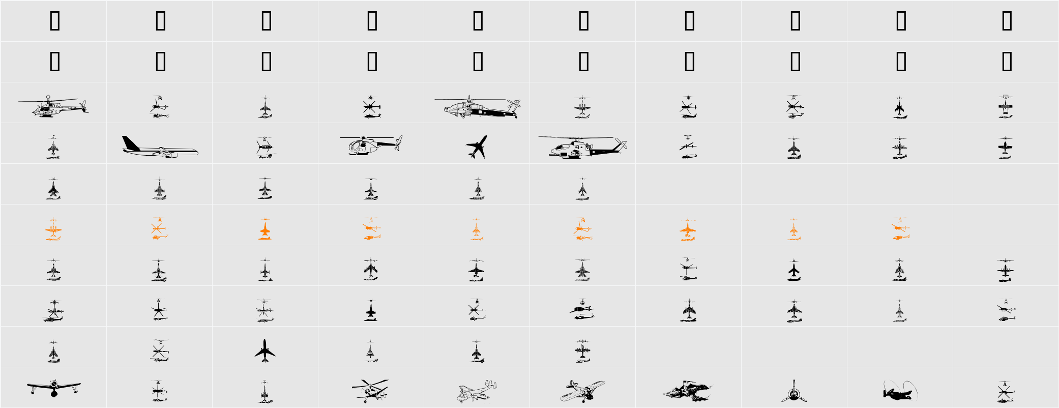 Aircraft Character Map