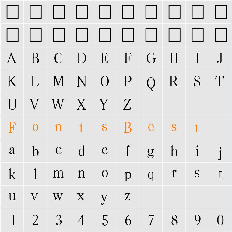 Casad-Light Character Map