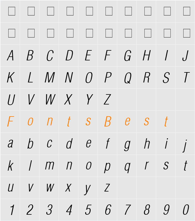 Context Light Condensed SSi Character Map